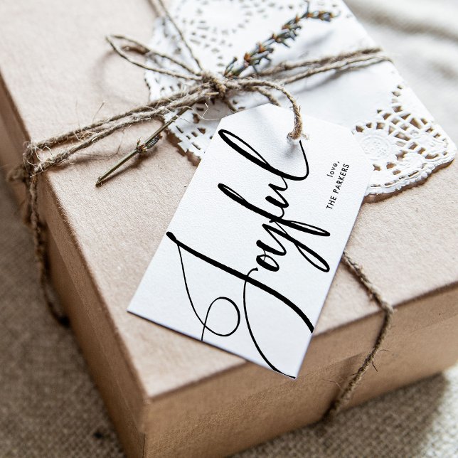 Glatt | Elegant Skript Julsvart och vit Presentetikett (A festive Christmas gift tag with elegant calligraphy)