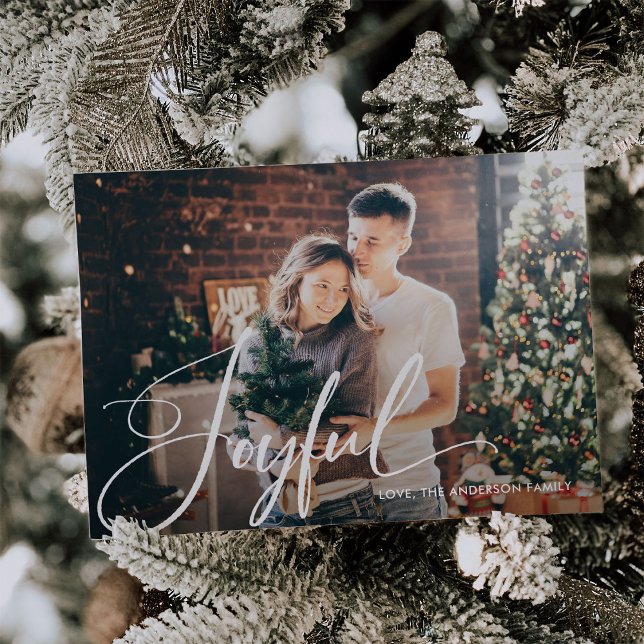 Glatt | Elegant-skript och fotomagnetiskt kort (A beautiful Christmas photo magnetic card with elegant calligraphy)