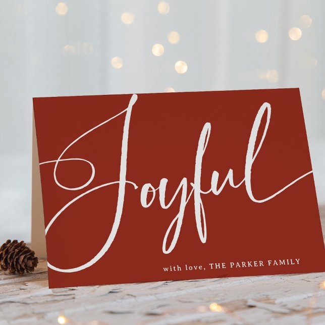 Glatt | Elegant skript på röd Helgkort (A festive Christmas card with elegant calligraphy)