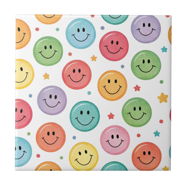 Glatt Emoji-mönster Kakelplatta (Framsidan)