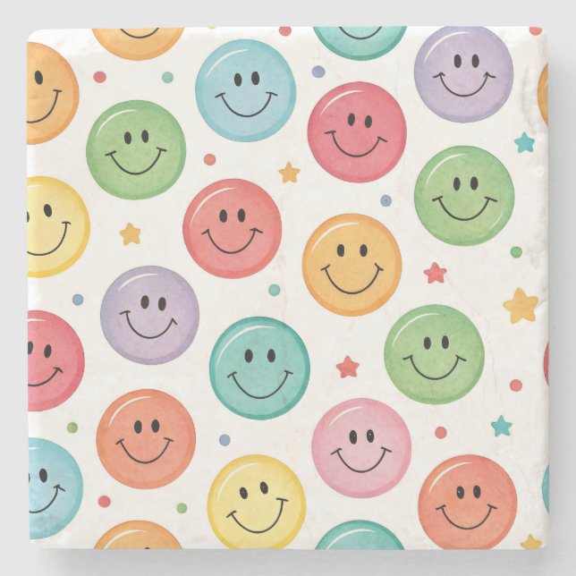 Glatt Emoji-mönster Stenunderlägg (Framsidan)