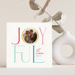 GLATT FAMILJ-FOTO modern elegant-ikon färgstark Julkort<br><div class="desc">by kat masard >> WWW.SIMPLYSWEETPAPERIE.COM <<< En elegant kortdesign som innehåller citatet "GLATT" med skripttyp för kombinerad elegant med serif-typografi och oformaterad färg på baksidan,  ge dig möjligheten att skicka ett personligt meddelande. Med trendigets kantade fyrkantiga foto på framsidan för ditt favoritfoto!</div>
