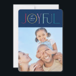 GLATT FAMILJ PHOTO modern elegant mörk färgstark Julkort<br><div class="desc">by kat masard >> WWW.SIMPLYSWEETPAPERIE.COM <<< En elegant kortdesign med citattecknet "GLATT" med skripttypen för kombinerad elegant med serif-typografi och roligt mönster på baksidan,  ge dig möjligheten att skicka ett personligt meddelande. Med trendigets kantade fyrkantiga foto på framsidan för ditt favoritfoto!</div>