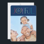 GLATT FAMILJ PHOTO modern elegant mörk färgstark Julkort<br><div class="desc">by kat masard >> WWW.SIMPLYSWEETPAPERIE.COM <<< En elegant kortdesign med citattecknet "GLATT" med skripttypen för kombinerad elegant med serif-typografi och roligt mönster på baksidan,  ge dig möjligheten att skicka ett personligt meddelande. Med trendigets kantade fyrkantiga foto på framsidan för ditt favoritfoto!</div>