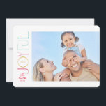 GLATT FAMILY PHOTO modern elegant, teckensnittsfär Julkort<br><div class="desc">by kat masard >> WWW.SIMPLYSWEETPAPERIE.COM <<< En elegant kortdesign med citattecknet "GLATT" med skripttypen för kombinerad elegant med serif-typografi och roligt mönster på baksidan,  ge dig möjligheten att skicka ett personligt meddelande. Med landskapsformat foto på framsidan för ditt favoritfoto!</div>