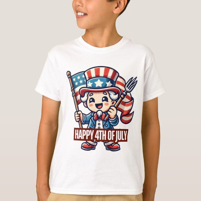 "Glatt farbror Sam: Lycklig 4 juli" T Shirt (Framsida)