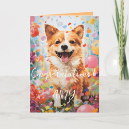 Glatt Färgglatt Akvarell Valpkort Kort