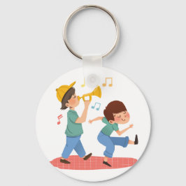 Glatt färgstark vattenfärgsmusikuppspelningsdesign nyckelring