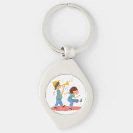 Glatt färgstark vattenfärgsmusikuppspelningsdesign swirl silverfärgad nyckelring