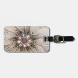 Glatt Flower Abstrakt Beige Brown Blommigt Fractal Bagagebricka