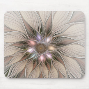Glatt Flower Abstrakt Beige Brown Blommigt Fractal Musmatta