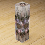 Glatt Flower Abstrakt Beige Brown Blommigt Fractal Presentask För Vinflaska<br><div class="desc">Modern abstrakt och unik fantasi-blomsterfraktalkonst med jordtoner. Beige,  brun,  ro rosa pastel färg. Design för din vinpresentlåda med mera.</div>