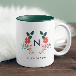 Glatt Foliage Helgdag Monogram Två-Tonad Mugg