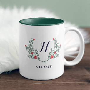 Glatt Foliage Helgdag Monogram Två-Tonad Mugg