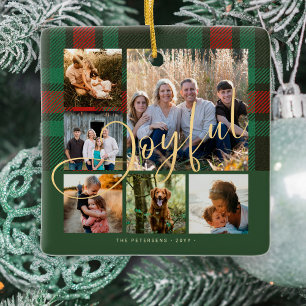 Glatt fotokollage i manusfamiljen - kallas jul julgransprydnad keramik