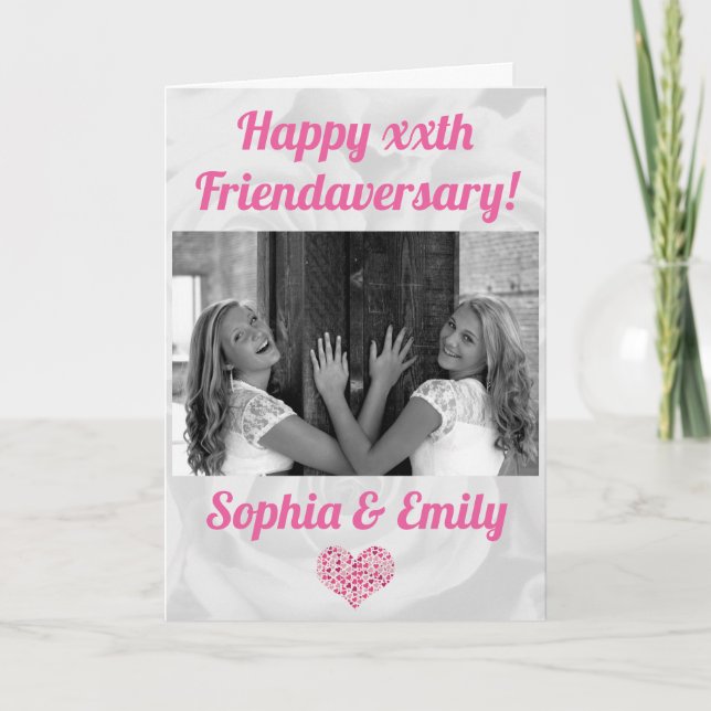 Glatt Friendaversary Vänskapsfoto Kort (Framsida)