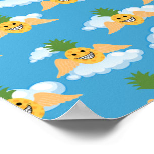 Glatt frukt Roligt Ananas Glad Ansikte Emoji Poster
