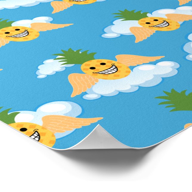 Glatt frukt Roligt Ananas Glad Ansikte Emoji Poster (Hörn)
