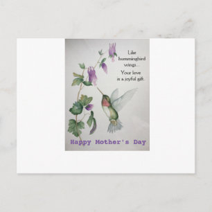 Glatt gåva från Hummingbird Vinge Mors dag Vykort