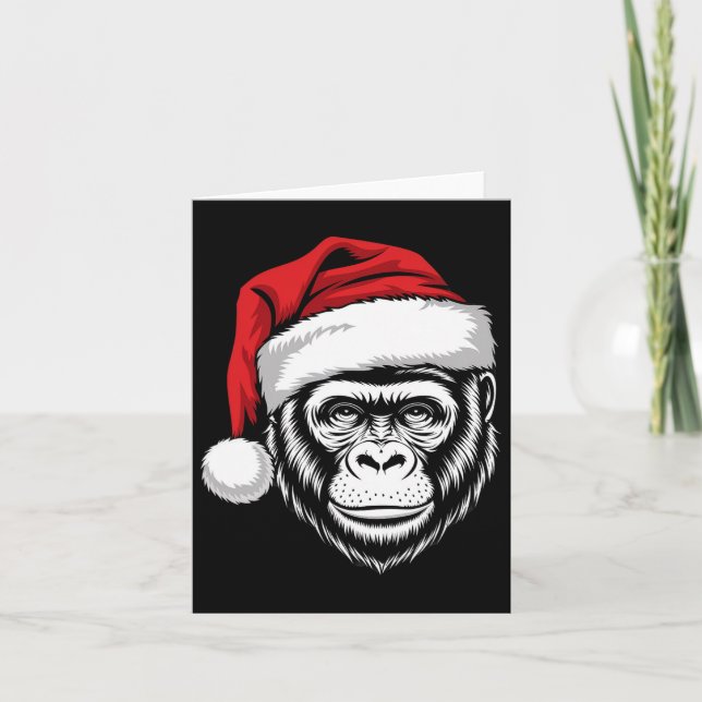Glatt Gorilla Santa på Gorilla-julen Kort (Framsida)
