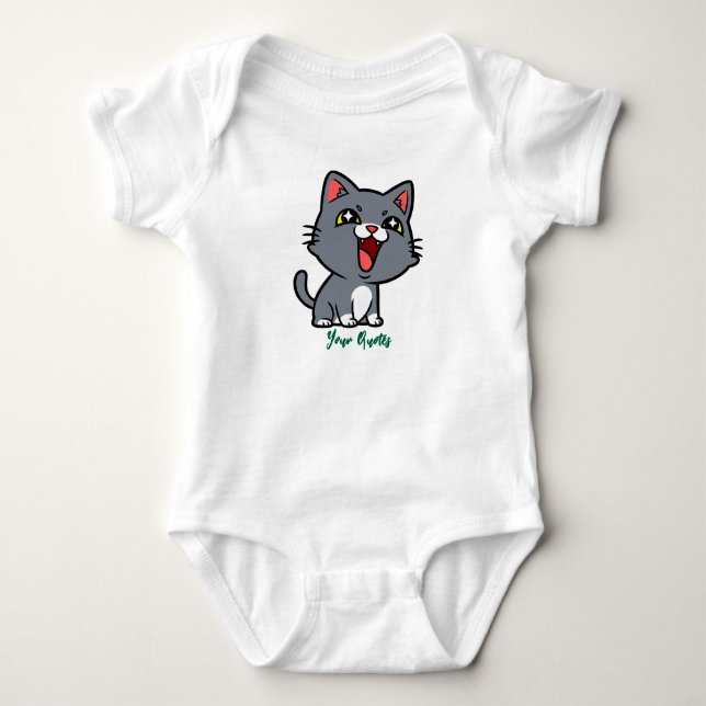 Glatt Grå Kattunge T Shirt (Framsida)
