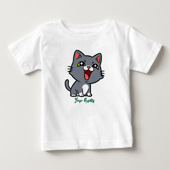 Glatt Grå Kattunge T Shirt (Framsida)