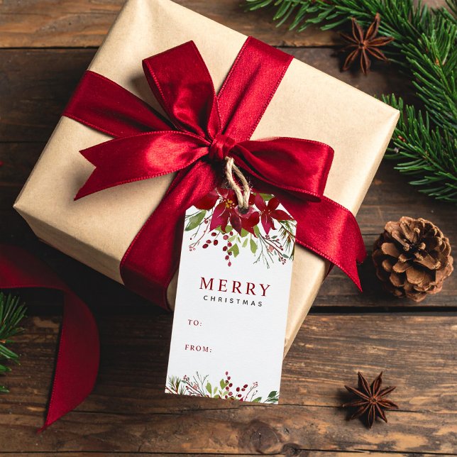 Glatt Greenery God jul Kraft Presentetikett (Skapare uppladdad)