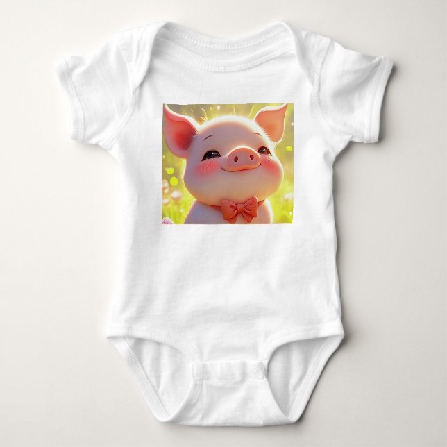 Glatt gris i Meadow - Baby-bodydräkt T Shirt (Framsida)