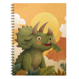Glatt Grön Triceratops Solnedgångs Notisbok Anteckningsbok