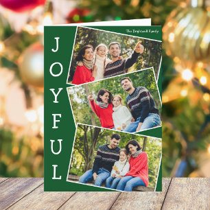 Glatt Grönt 3-familjens fotopappad jul Helgkort