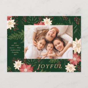 Glatt Grönt Elegant jul Poinsettia Helg Vykort