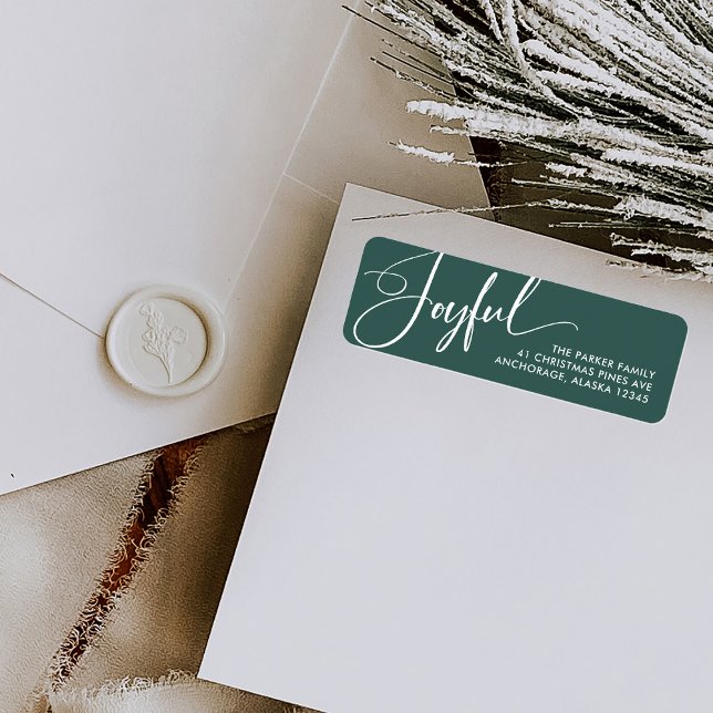 Glatt | Grönt för Elegant Script-jul Returadress Etikett (Elegant Christmas return address labels with modern calligraphy)