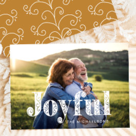 Glatt guld Gult Swirls Photo jul Julkort