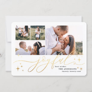 Glatt guld-multifoto-julklapp julkort