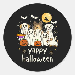 Glatt Halloween Roliga Hund Spöken Halloween Runt Klistermärke