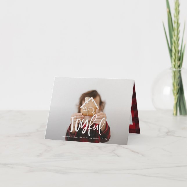 Glatt helgdag för fotoskript och tartanfamilj anteckningskort (Framsida)