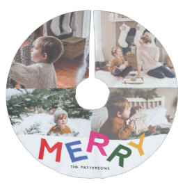 Glatt Helgdag Fotokollage Julgransmatta Borstad Polyester