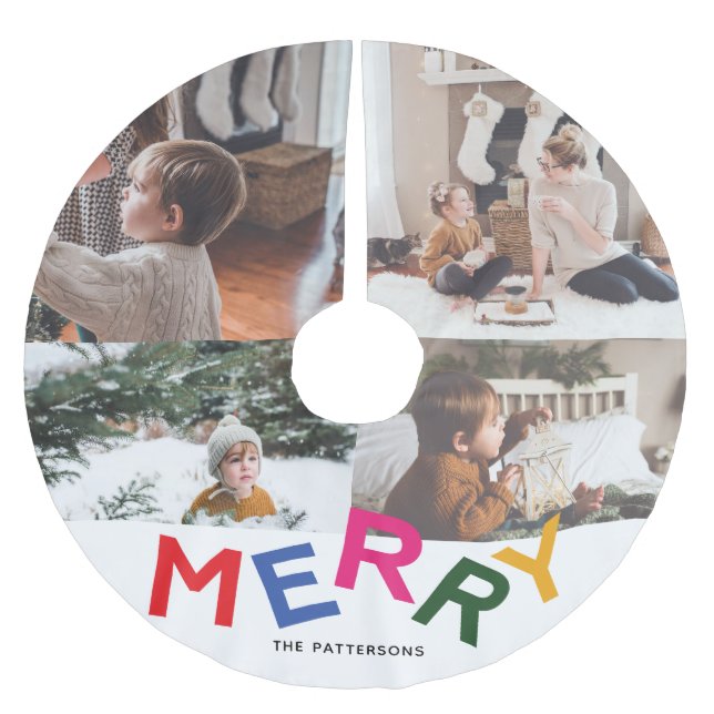 Glatt Helgdag Fotokollage Julgransmatta Borstad Polyester (Framsidan)