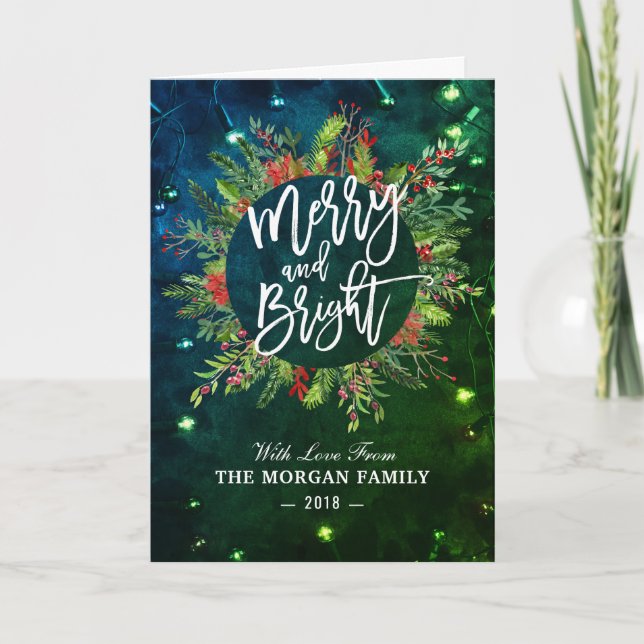 Glatt helgdagönskemål och ljus julhälsning helgkort (Framsida)