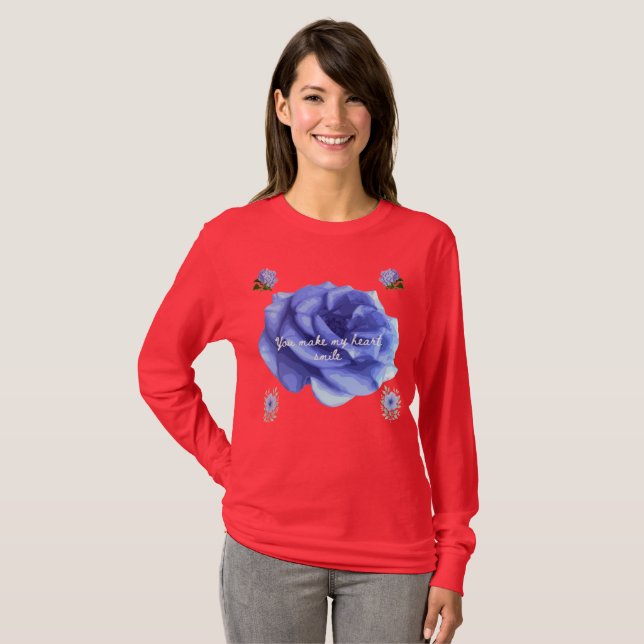 Glatt hjärta rött t shirt (Hel framsida)