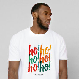 Glatt Ho Ho Red Grönt-julpenselskript T Shirt