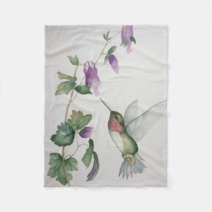 Glatt Hummingbird Garden Elegant Vattenfärg Fleecefilt