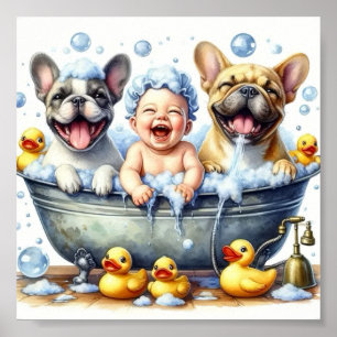 Glatt Hund Bath Time Wall Poster