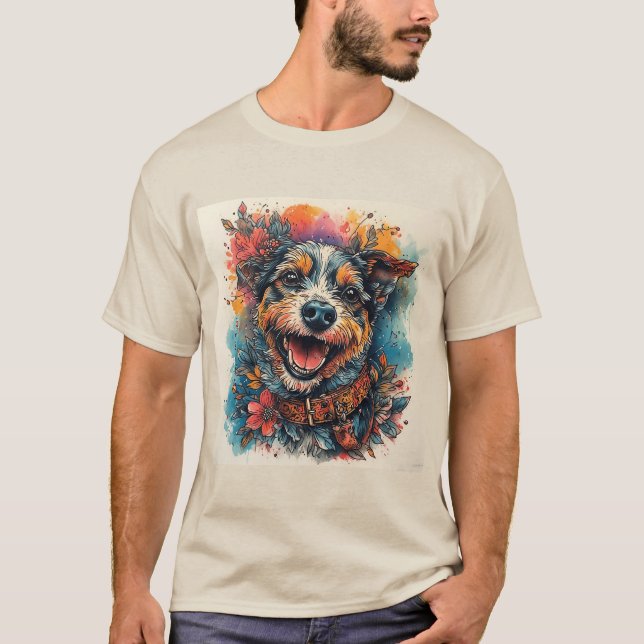 Glatt hund i akvarellstil t shirt (Framsida)