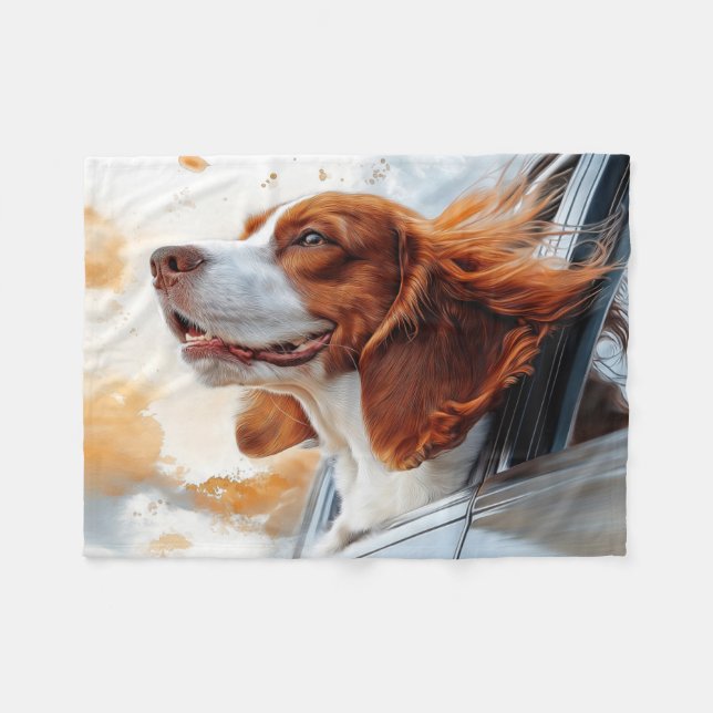 Glatt Hund i Vind Art Print Fleecefilt (Framsidan (Horisontell))