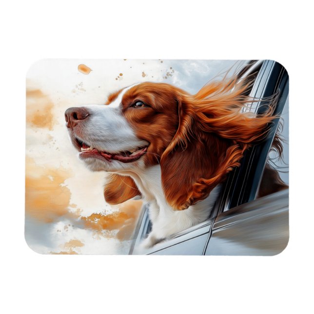 Glatt Hund i Vind Art Print Magnet (Horisontell)