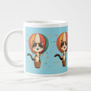 Glatt illustration av Calico Cat Himmel Äventyr Jumbo Mugg