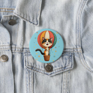 Glatt illustration av Calico Cat Himmel Äventyr Knapp