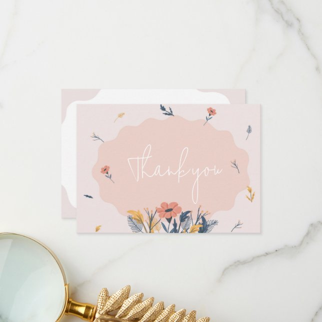 Glatt inbjudan till bröllopsinbjudan till Blommigt (Fram/Back In Situ)