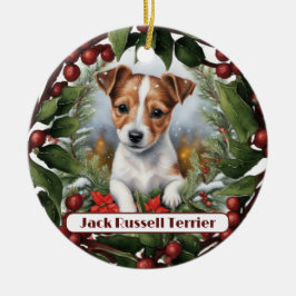 Glatt Jack Russel, anpassa jul Julgransprydnad Keramik